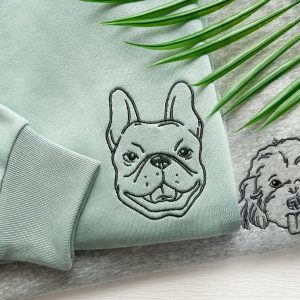 Personalized Pet Portrait Embroidered Sweatshirt Capture Your Furry Friend’s Charm
