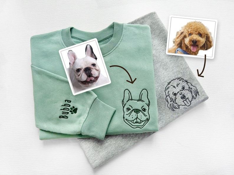 Personalized Pet Portrait Embroidered Sweatshirt Capture Your Furry Friend’s Charm