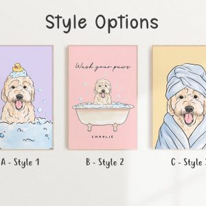 Personalized Pet Portrait Hilarious Bathroom Art for Kids, Custom Pet Item, Pet in Bathtub, Unique Father’s Day Present
