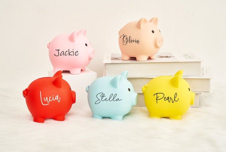 Personalized Piggy Bank for Girls & Boys – Custom Name Large Piggy Bank – Unique Kids Birthday & Baby Shower Present