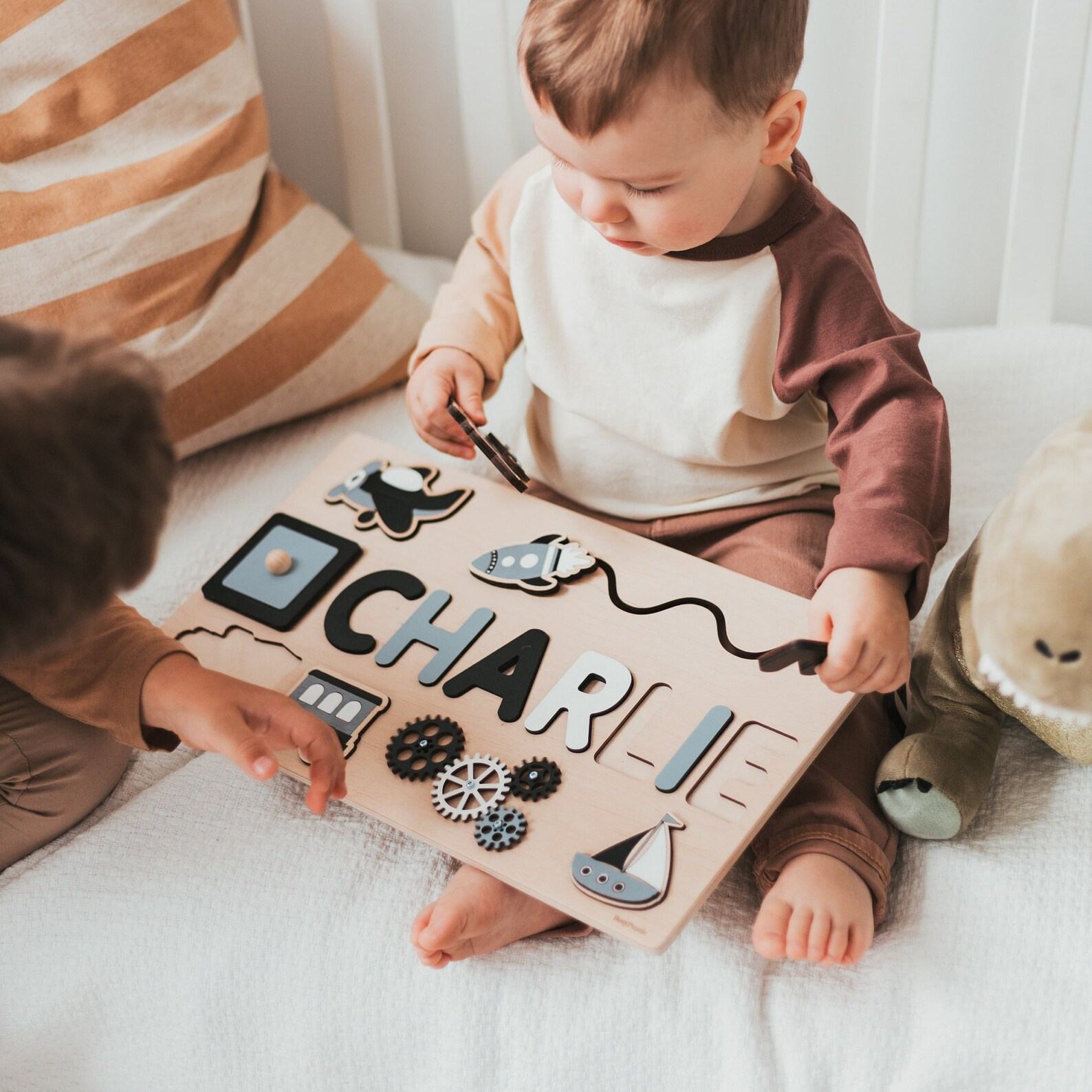 Personalized Pink Busy Board for Girls – Custom Name Puzzle Baby Present – 1st Birthday & Easter Fun!