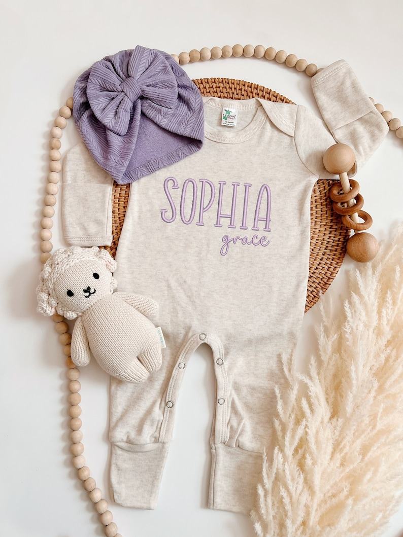 Personalized Purple Embroidered Romper A Cherished Keepsake for Your Little Princess