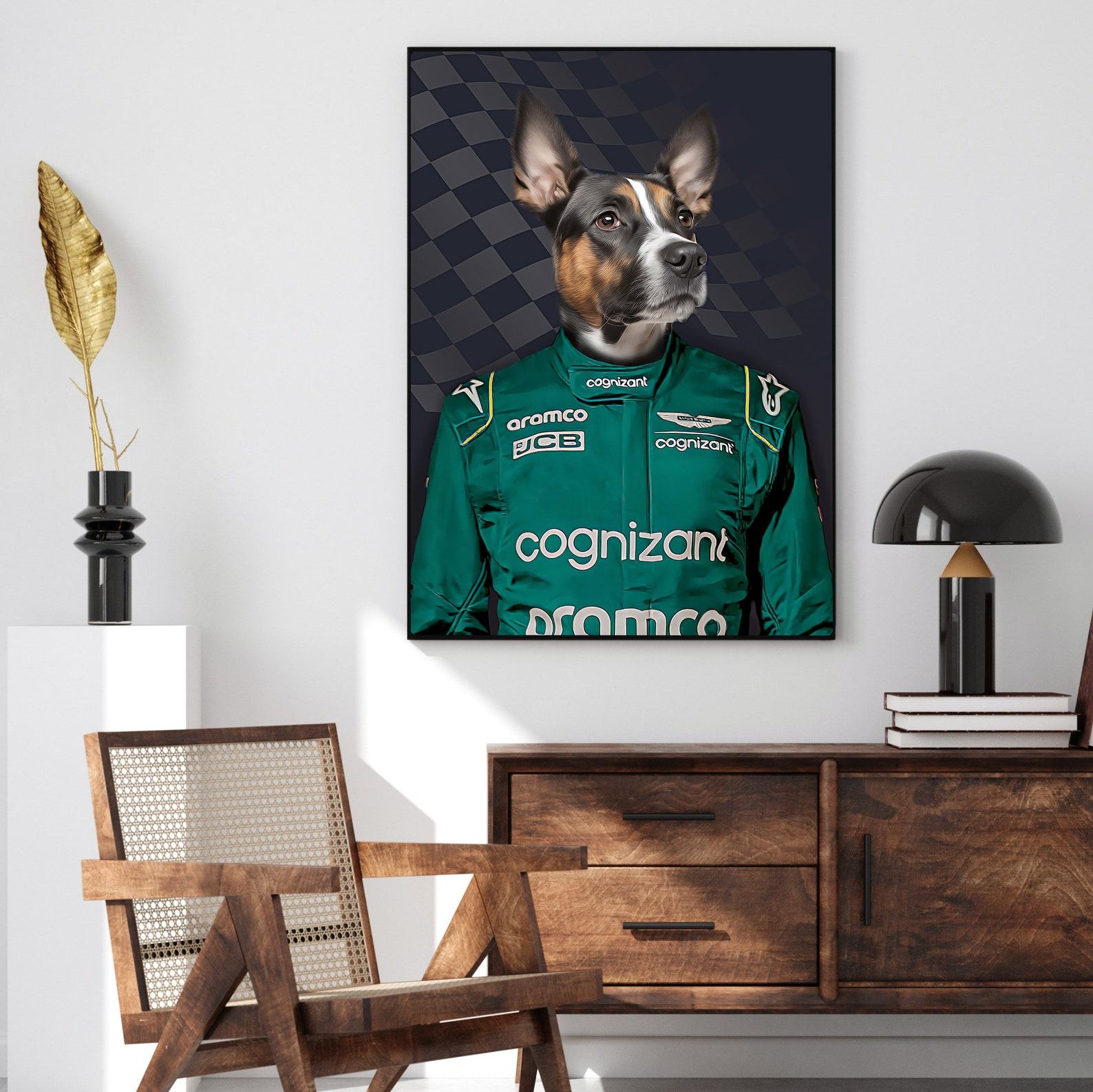 Personalized Racer Pet Portrait Capture Your Furry Friend’s Inner Speed Demon