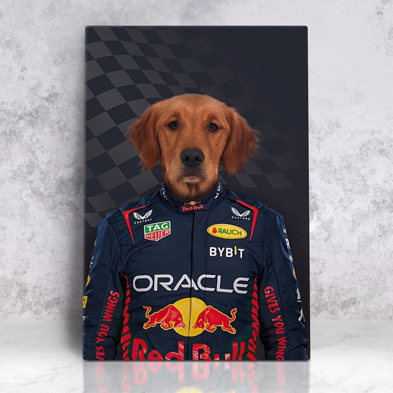 Personalized Racer Pet Portrait Capture Your Furry Friend’s Inner Speed Demon