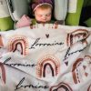 Personalized Rainbow and Heart Baby Blanket A Boho-Chic Keepsake for Your Little One