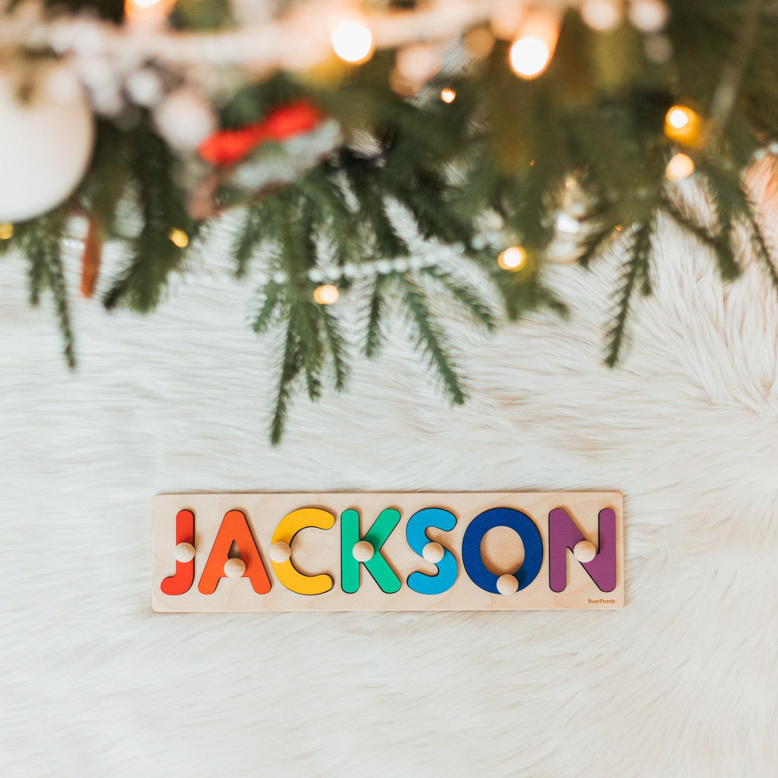 Personalized Rainbow Name Puzzle – 1st Birthday, Easter & Newborn Present – Custom Nursery Decor