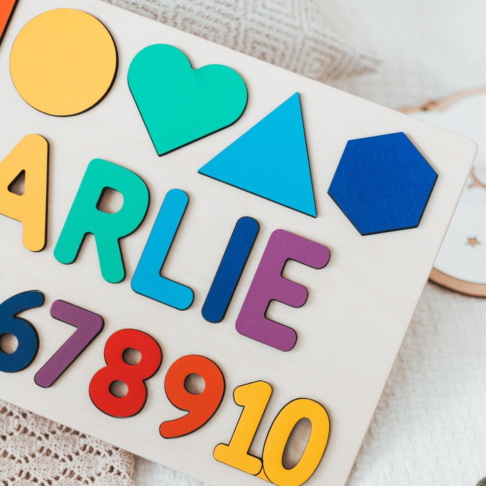 Personalized Rainbow Name Puzzle – Custom Baby Name Sign, Unique Baptism & Easter Present for Toddlers