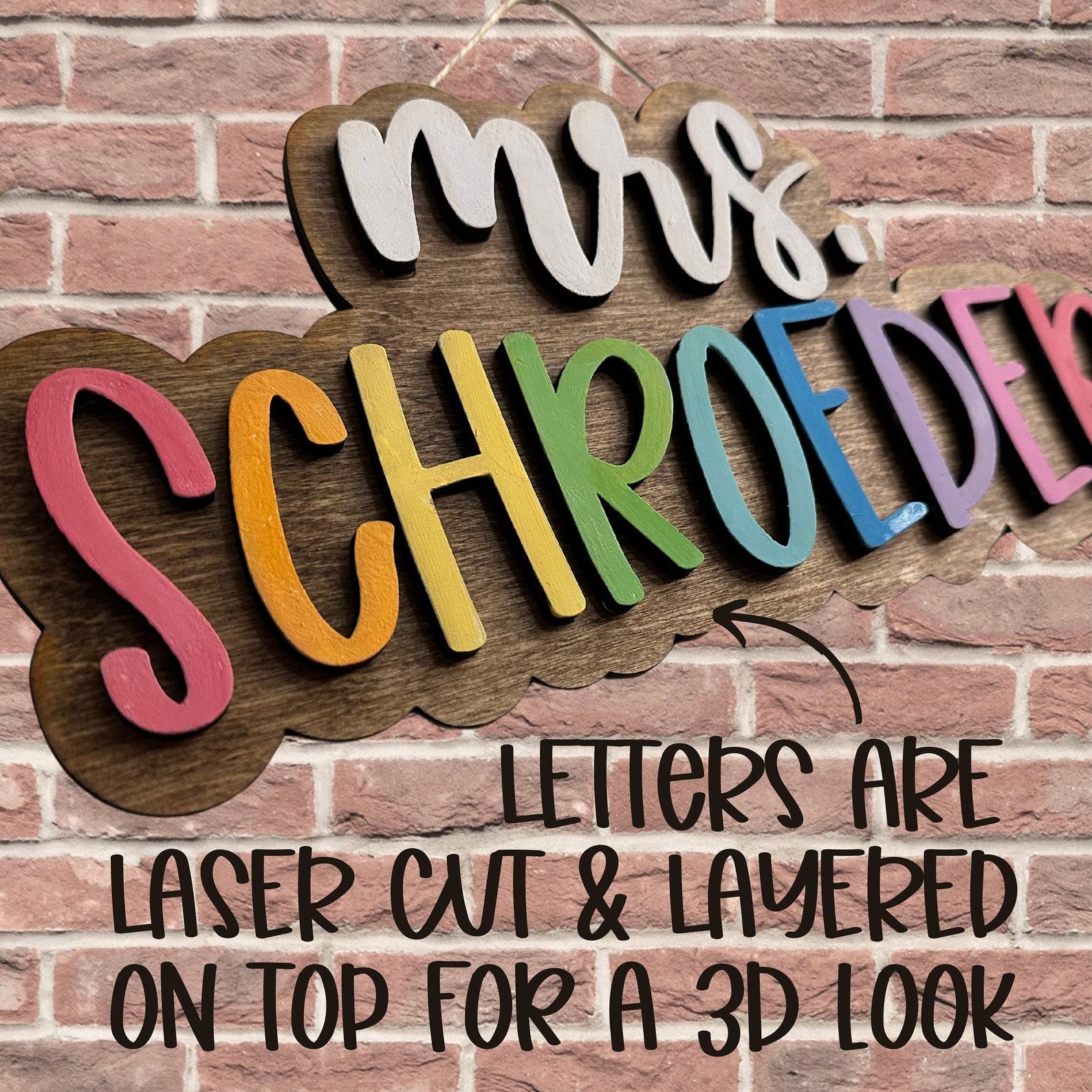 Personalized Rainbow Teacher Door Hanger A Vibrant Welcome for Educators