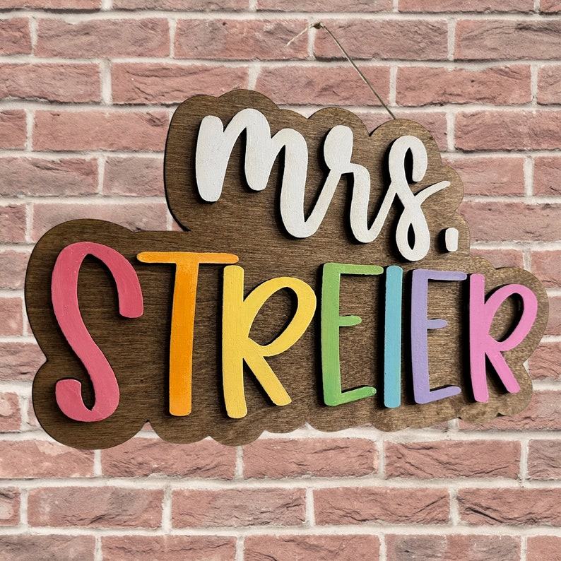 Personalized Rainbow Teacher Door Hanger A Vibrant Welcome for Educators