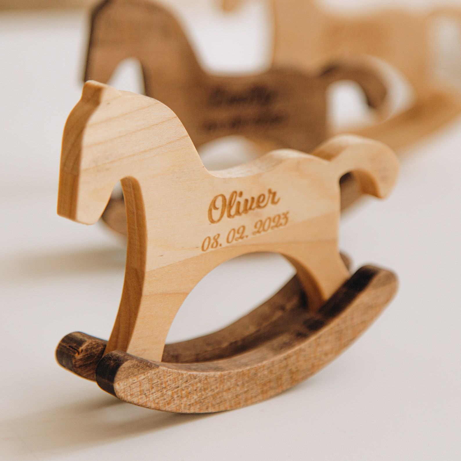 Personalized Rocking Horse – Eco-Friendly Wooden Toy, Unique Baby Shower & Newborn Present