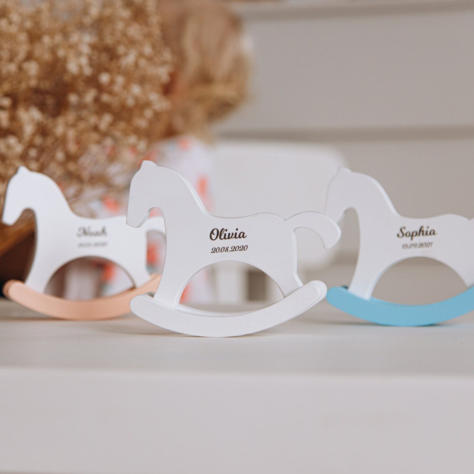 Personalized Rocking Horse Toy – Handmade Baby Present for 1st Birthday & Nursery Decor