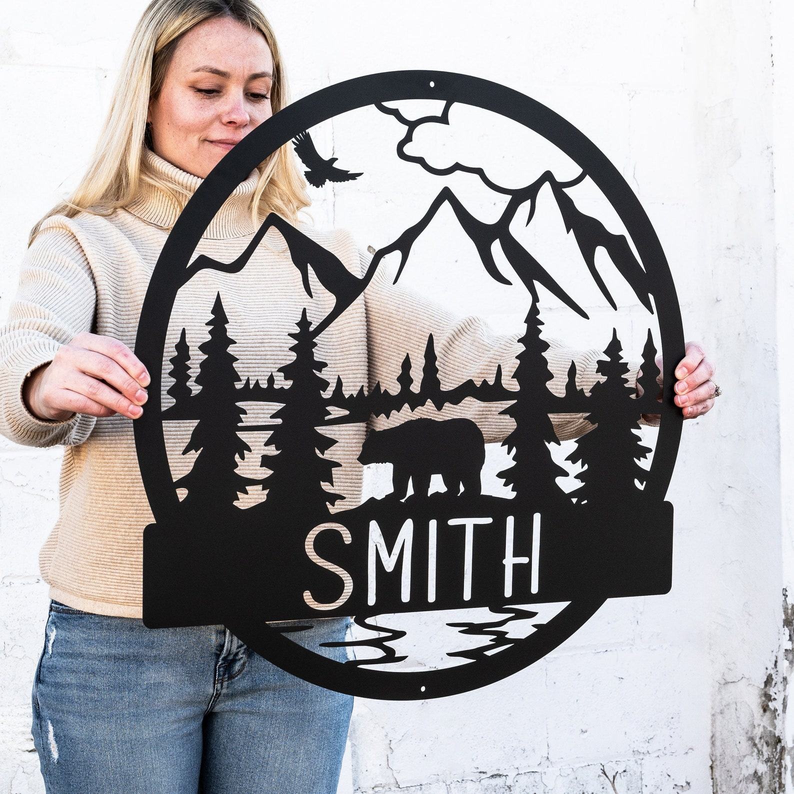 Personalized Rustic Bear Cabin Sign Enhance Your Wilderness Retreat