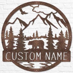 Personalized Rustic Bear Cabin Sign Enhance Your Wilderness Retreat