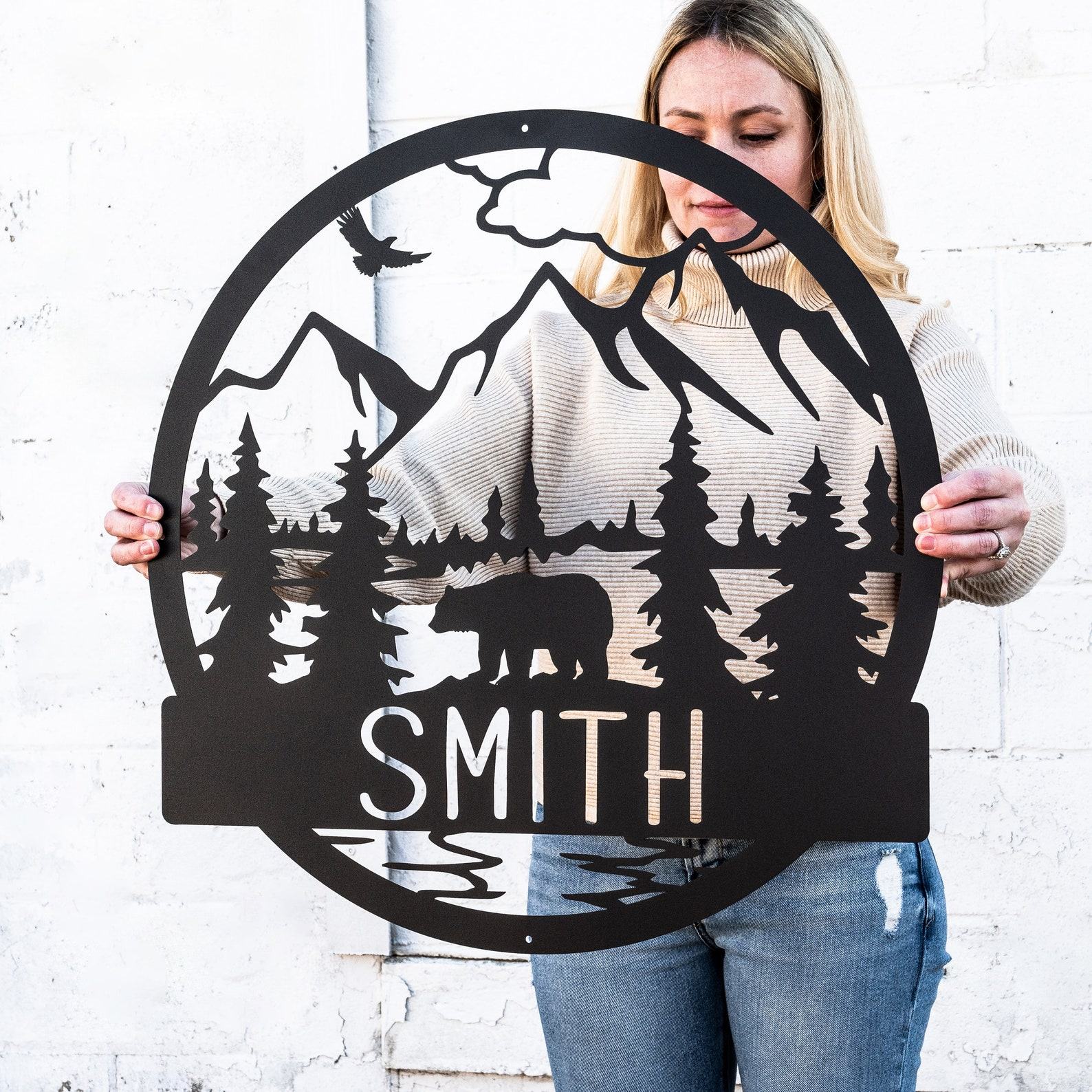 Personalized Rustic Bear Cabin Sign Enhance Your Wilderness Retreat