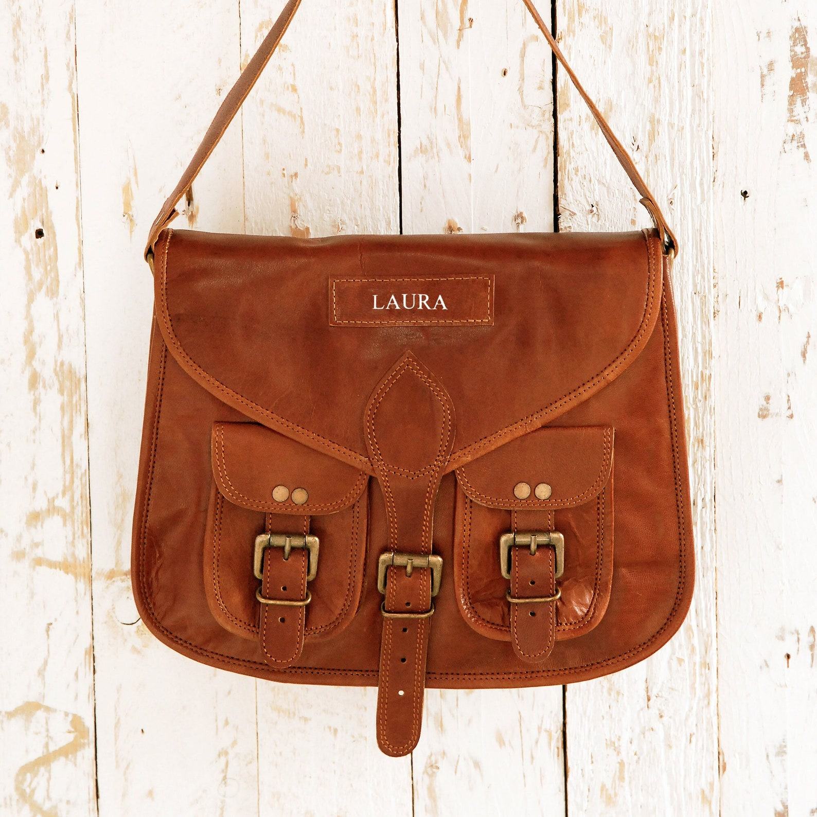 Personalized Saddlebag Premium Leather, Monogrammed Crossbody, Large Shoulder Bag