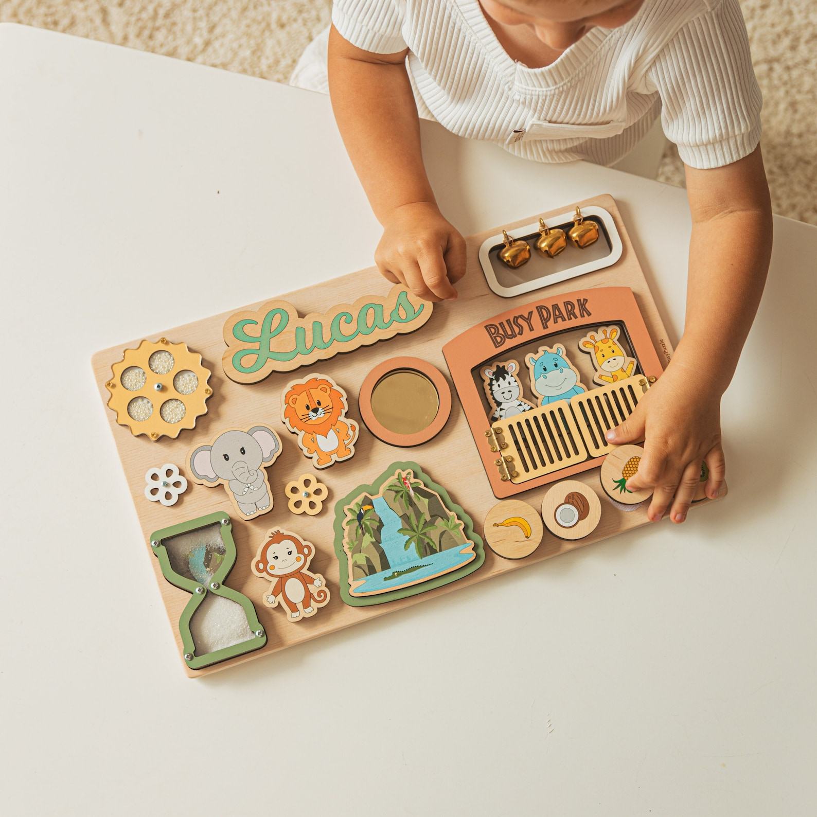 Personalized Sensory Busy Board A Woodland Adventure for Curious Toddlers