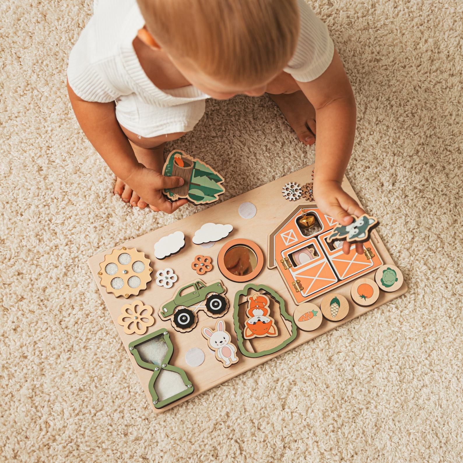 Personalized Sensory Busy Board A Woodland Adventure for Curious Toddlers