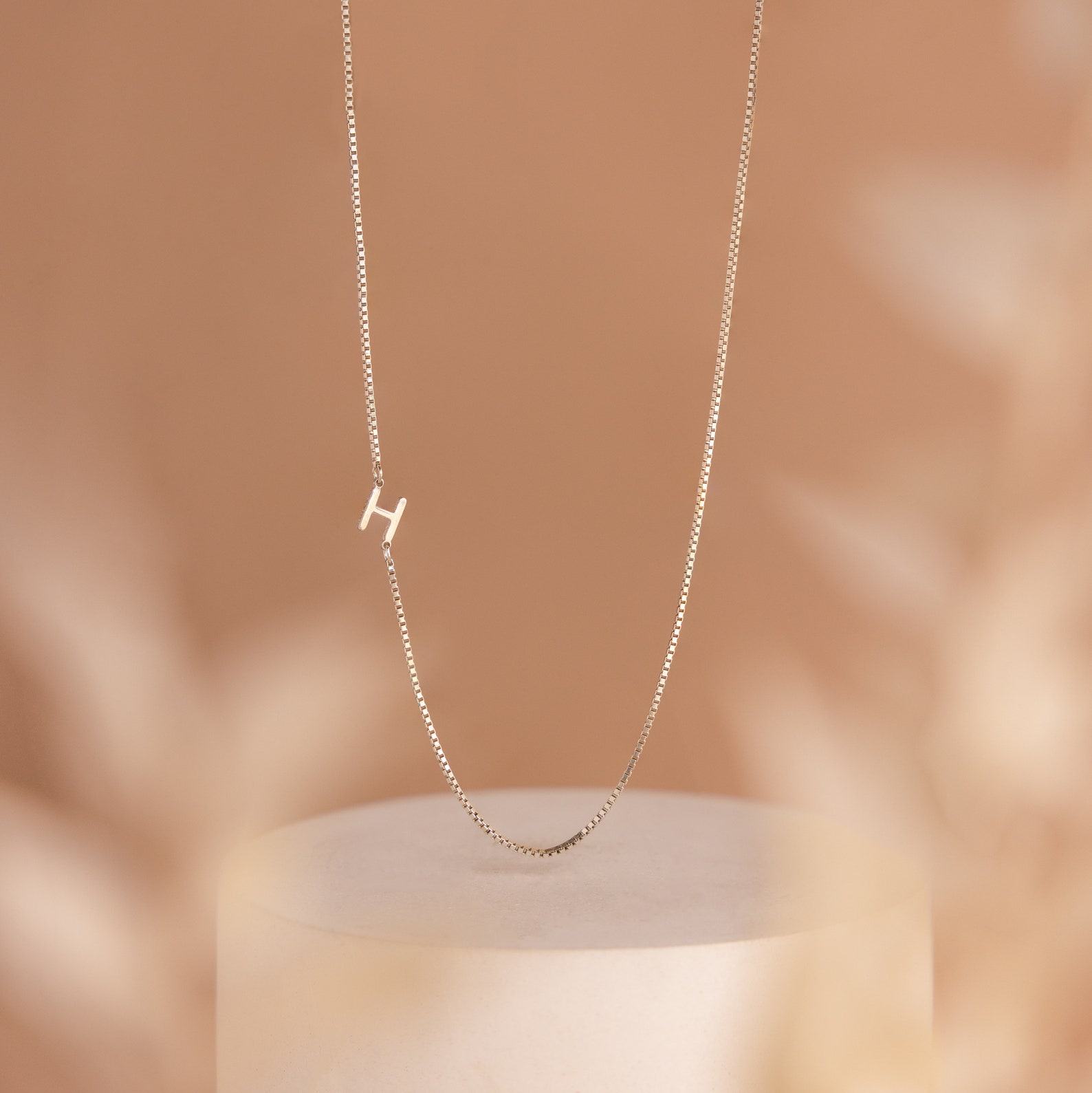 Personalized Sideways Initial Necklace with Box Chain A Timeless Treasure for Her