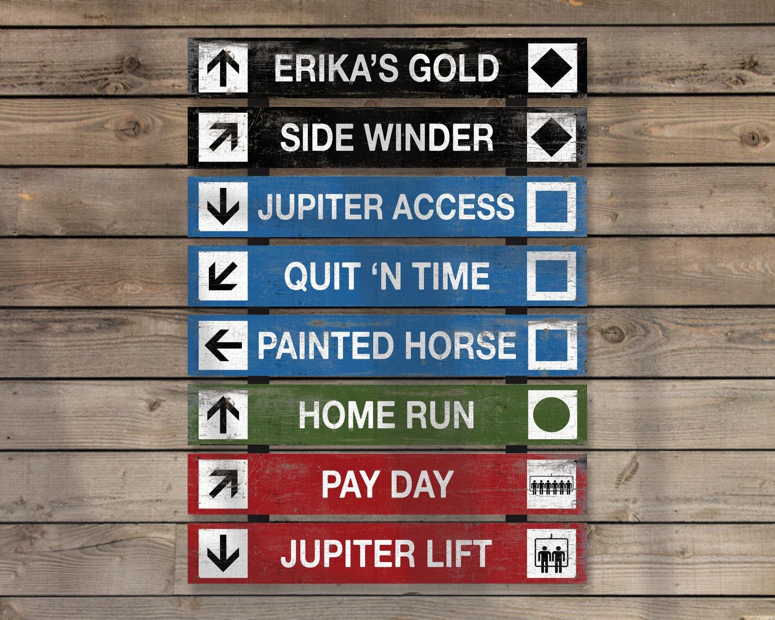 Personalized Ski Trail Signs Vintage Lodge Charm for Your Rustic Retreat - Image 2
