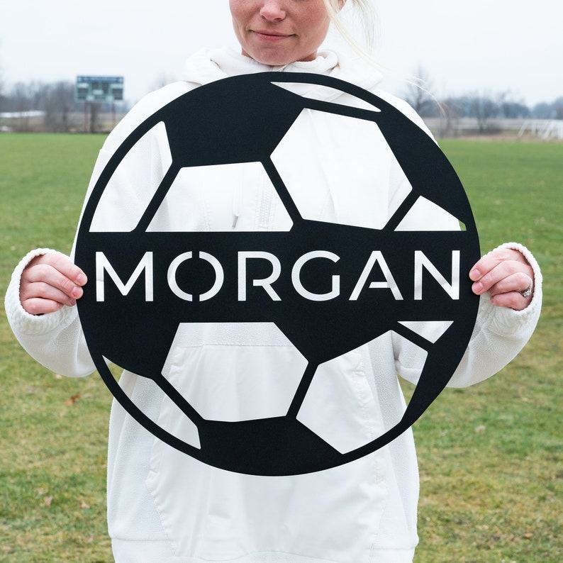 Personalized Soccer Ball Name Sign Elevate Your Sports Decor with a Unique Metal Wall Art