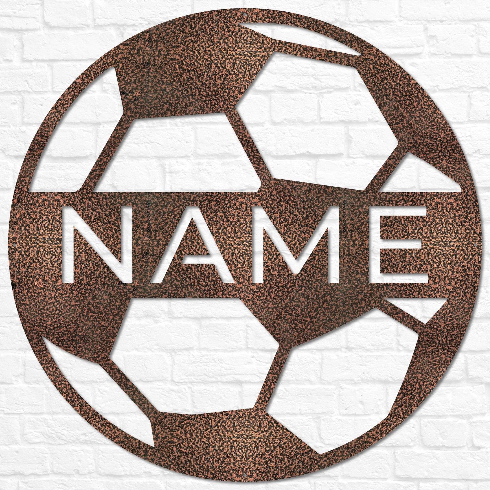 Personalized Soccer Ball Name Sign Elevate Your Sports Decor with a Unique Metal Wall Art