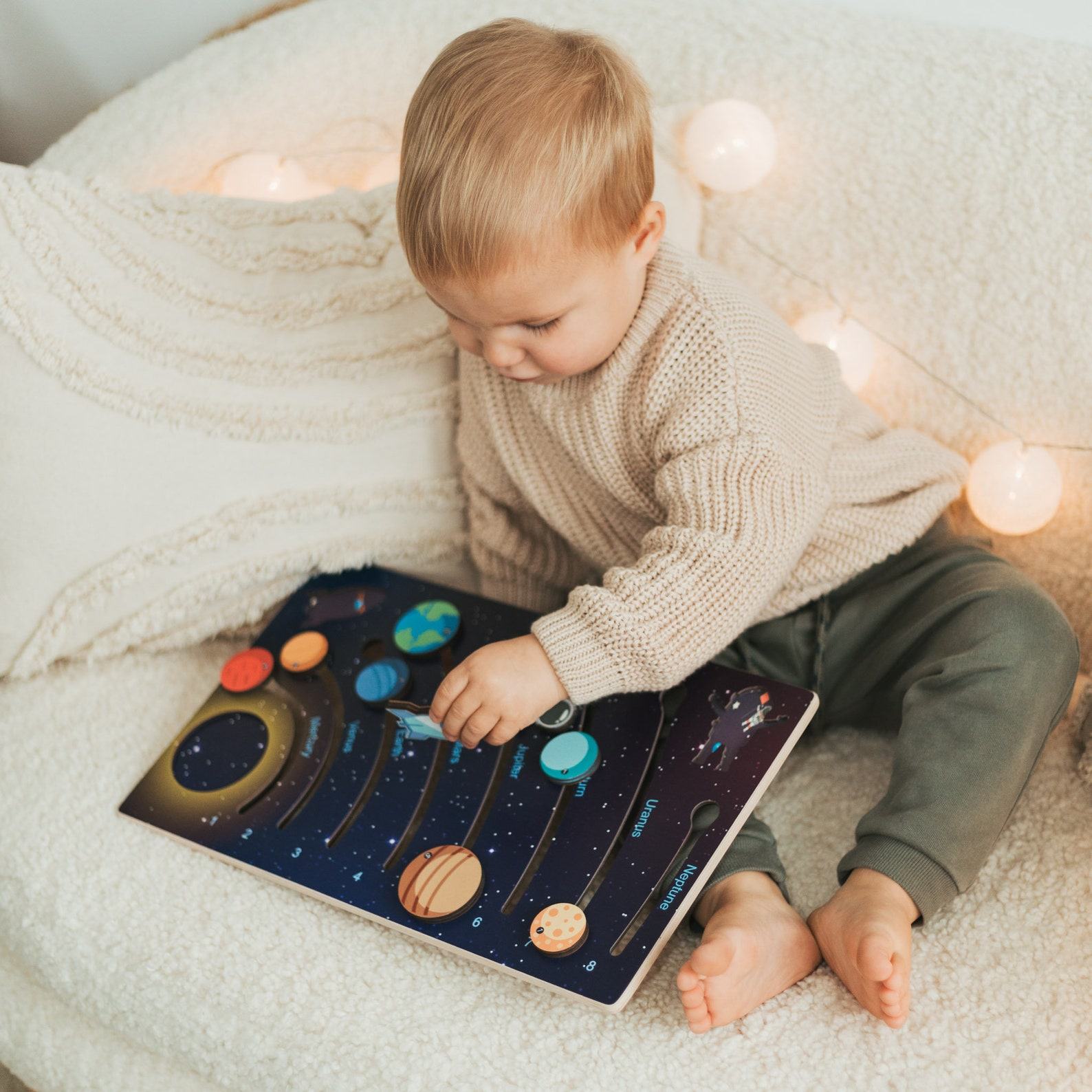 Personalized Solar System Name Puzzle – Space Nursery Decor, Educational Toy for Kids, Unique Baby Shower & Christmas Present