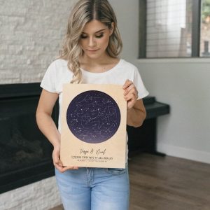 Personalized Star Map on Wood Capture Your Special Night Sky