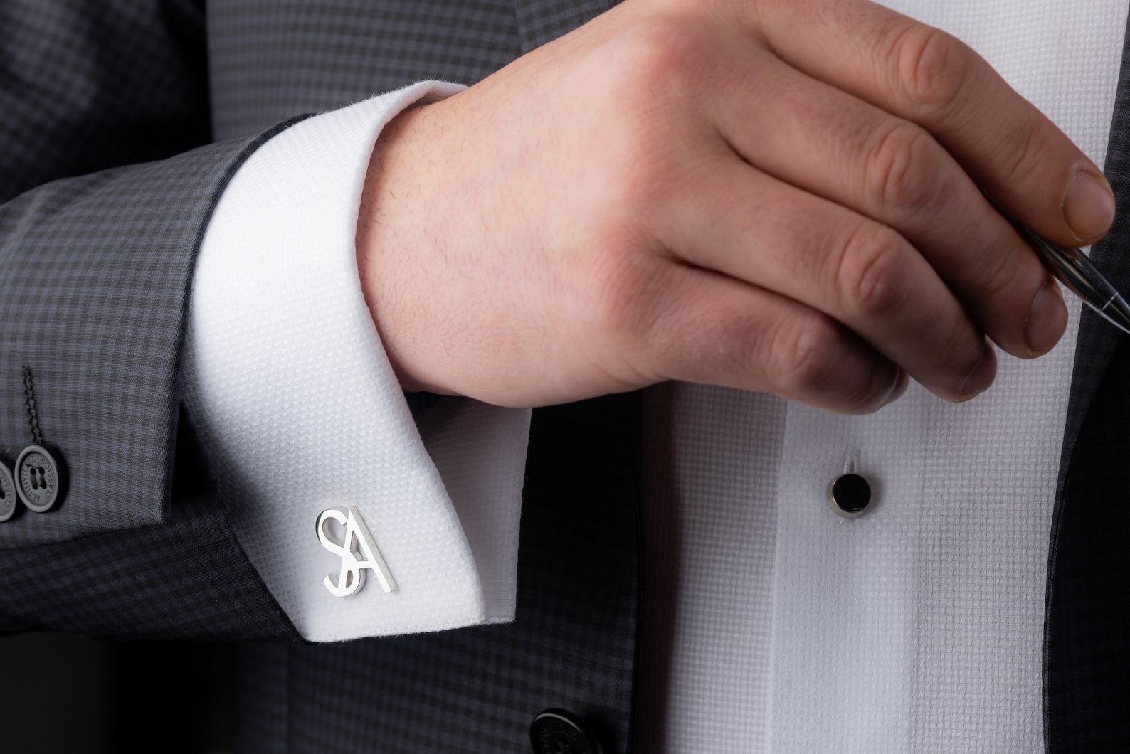 Personalized Sterling Silver Initial Cufflinks Elevate Your Style with Timeless Elegance - Image 6
