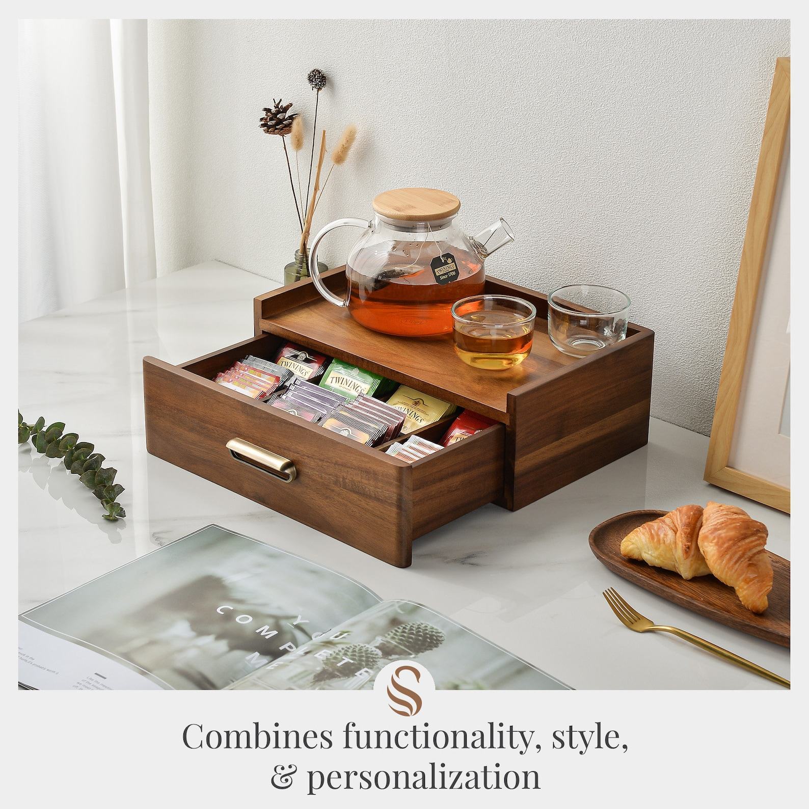 Personalized Tea Haven Engrave Your Tea Ritual with Our Custom Tea Organizer