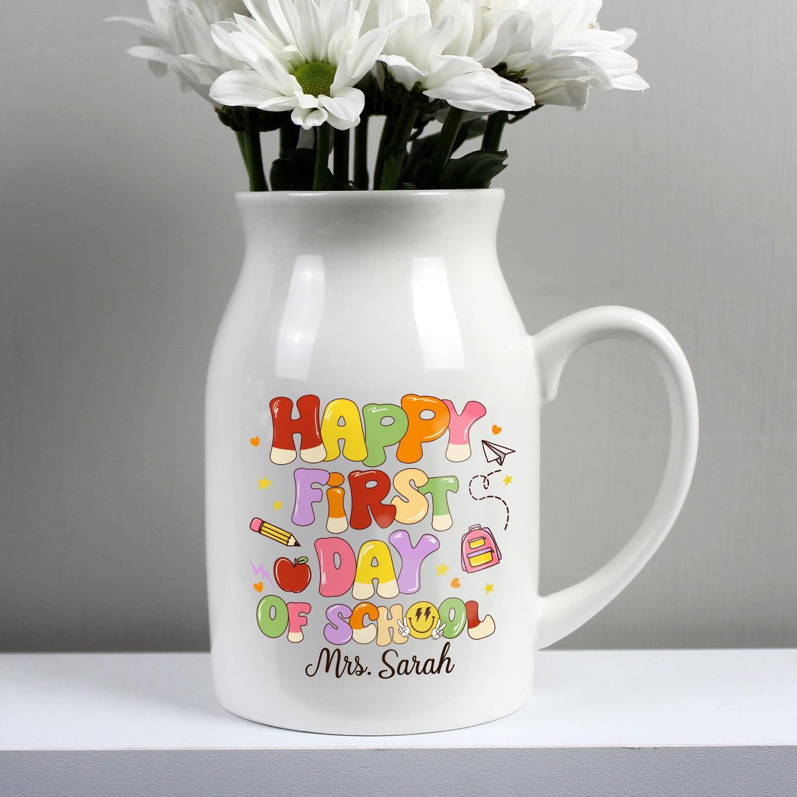 Personalized Teacher Appreciation Vase Celebrate the First Day of School with a Unique Item