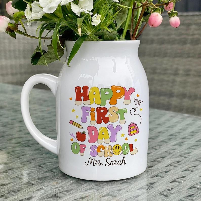 Personalized Teacher Appreciation Vase Celebrate the First Day of School with a Unique Item