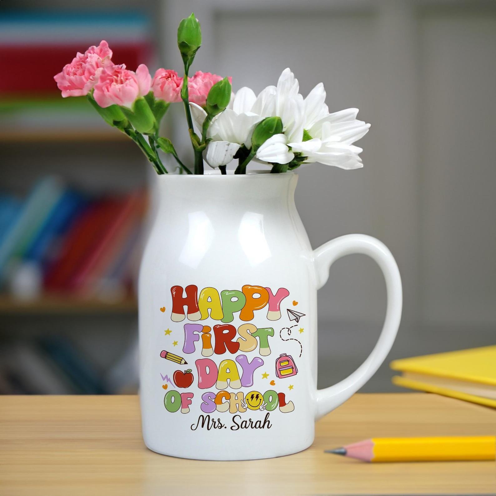 Personalized Teacher Appreciation Vase Celebrate the First Day of School with a Unique Item