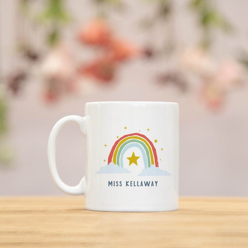 Personalized Teacher Mug Express Your Appreciation with a Rainbow or Star Design