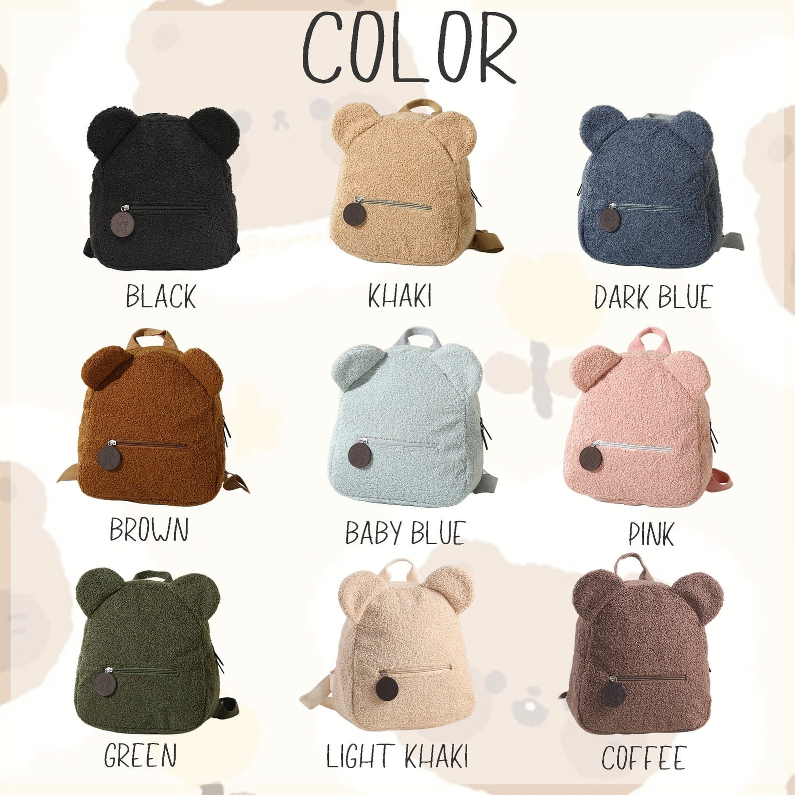 Personalized Teddy Bear Backpack – Custom Name Fluffy Kids Toddler Bag