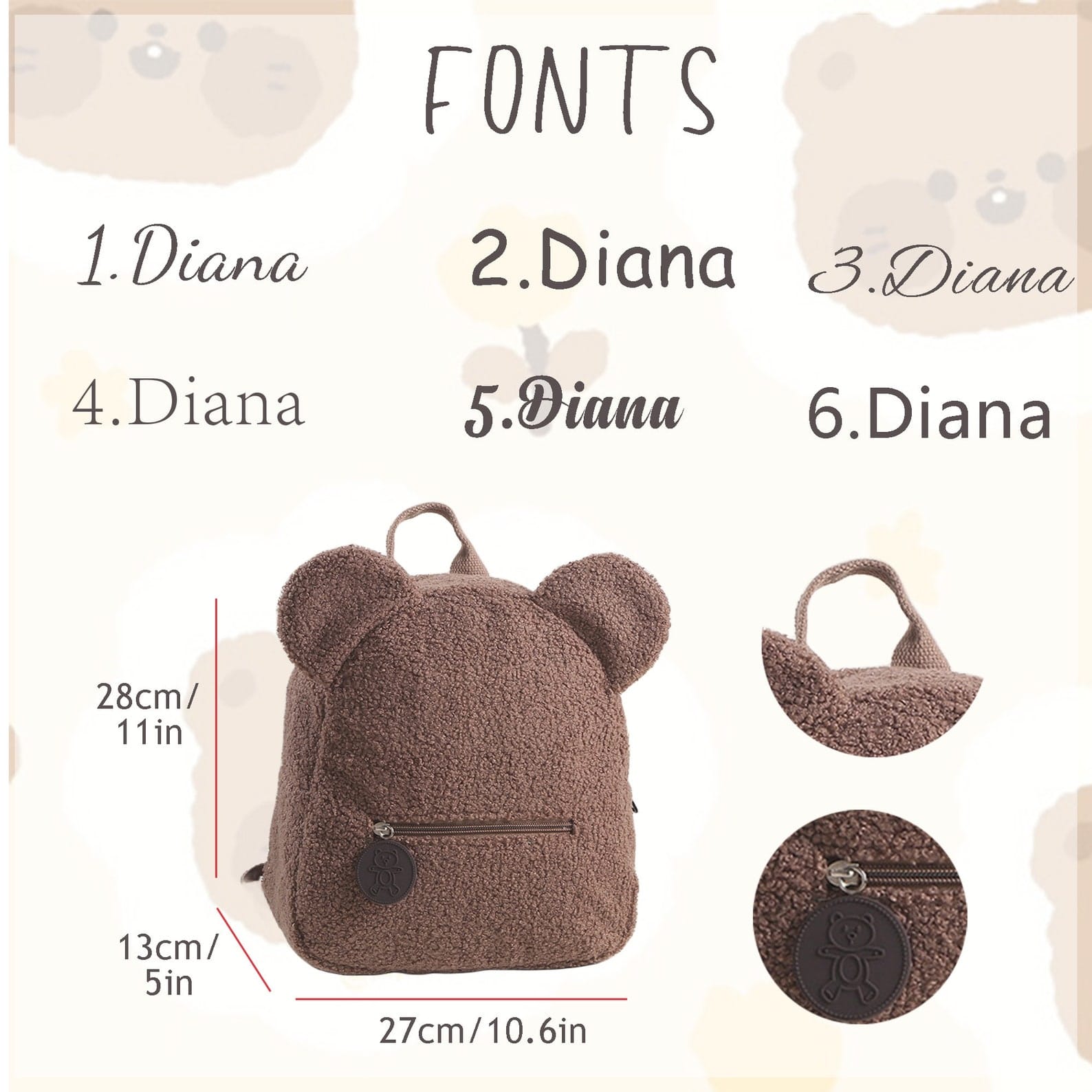 Personalized Teddy Bear Backpack – Custom Name Toddler Backpack for Kids