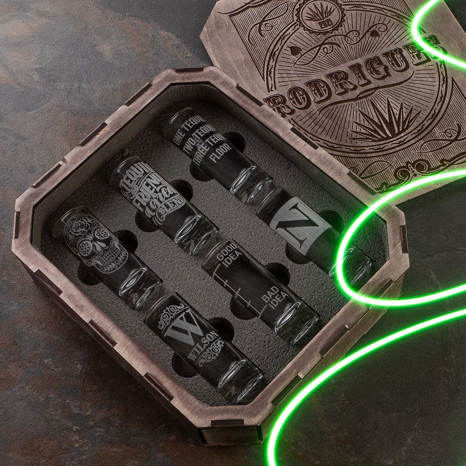 Personalized Tequila Glasses with Flight Board The Interesting  Item for Any Occasion