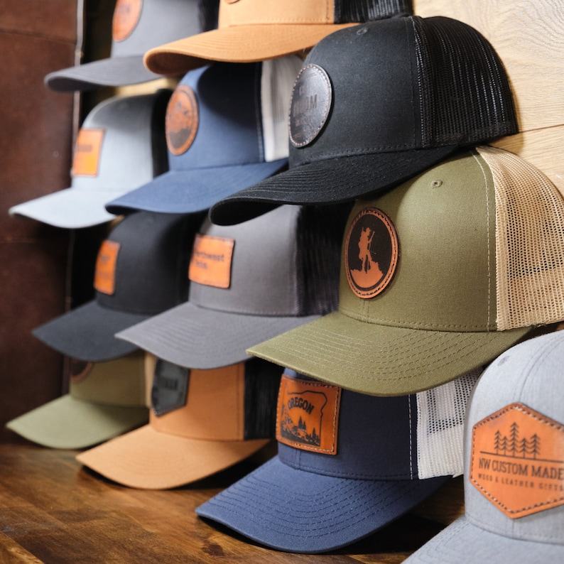 Personalized Trucker Hats with Engraved Leather Patches Elevate Your Brand with Style
