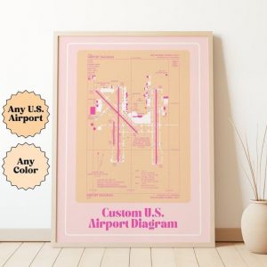Personalized U.S. Airport Map Print Elevate Your Aviation Decor