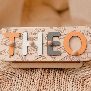 Personalized Vehicle Puzzle Unique Baby Boy Name Item for First Birthday