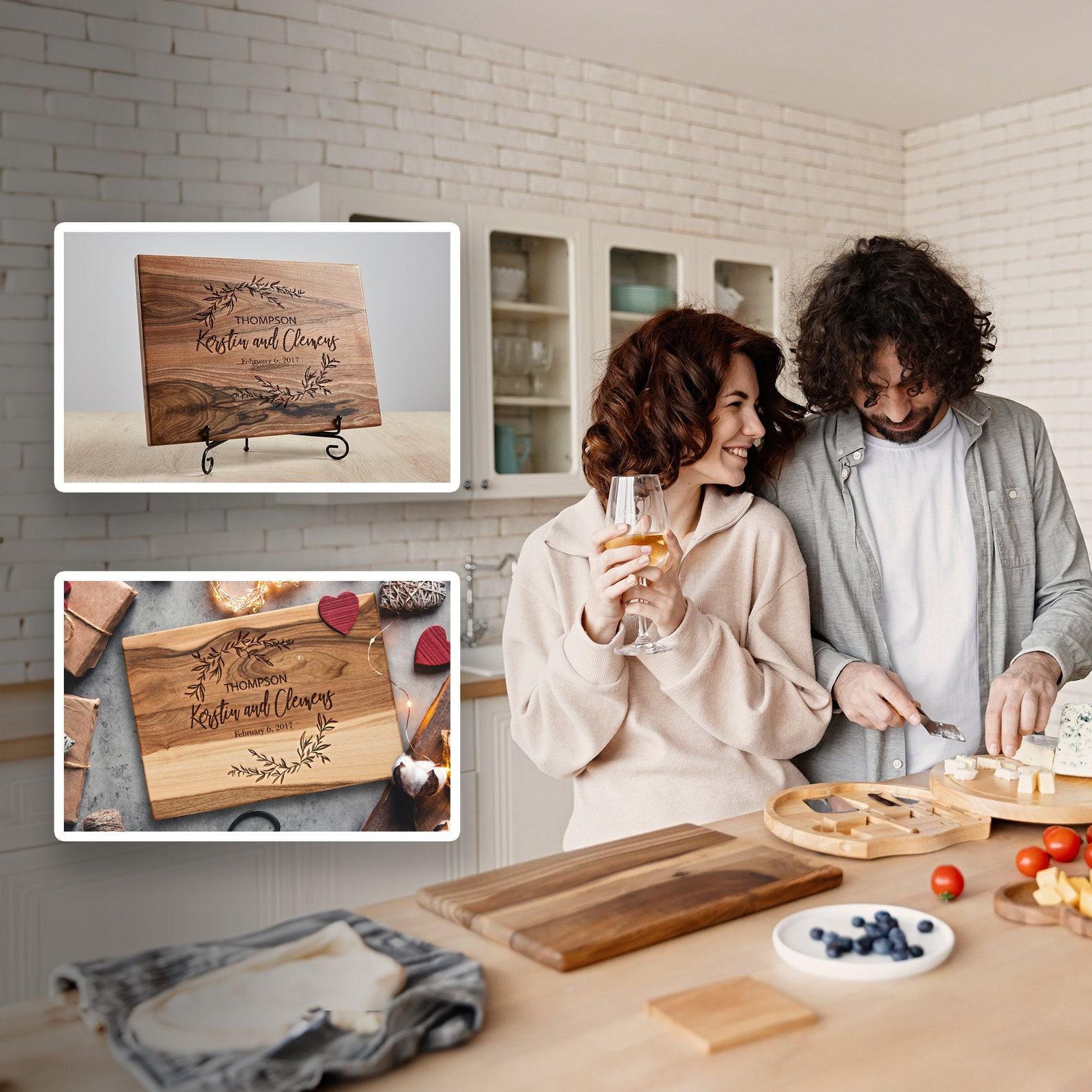 Personalized Walnut Cutting Board A Timeless Wedding or 5th Anniversary Item