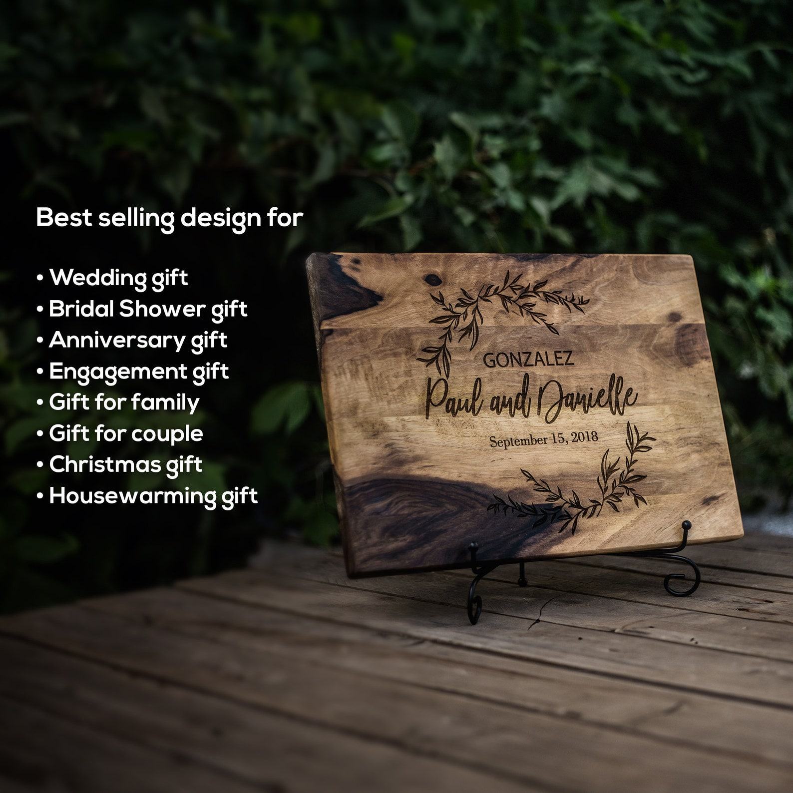 Personalized Walnut Cutting Board A Timeless Wedding or 5th Anniversary Item
