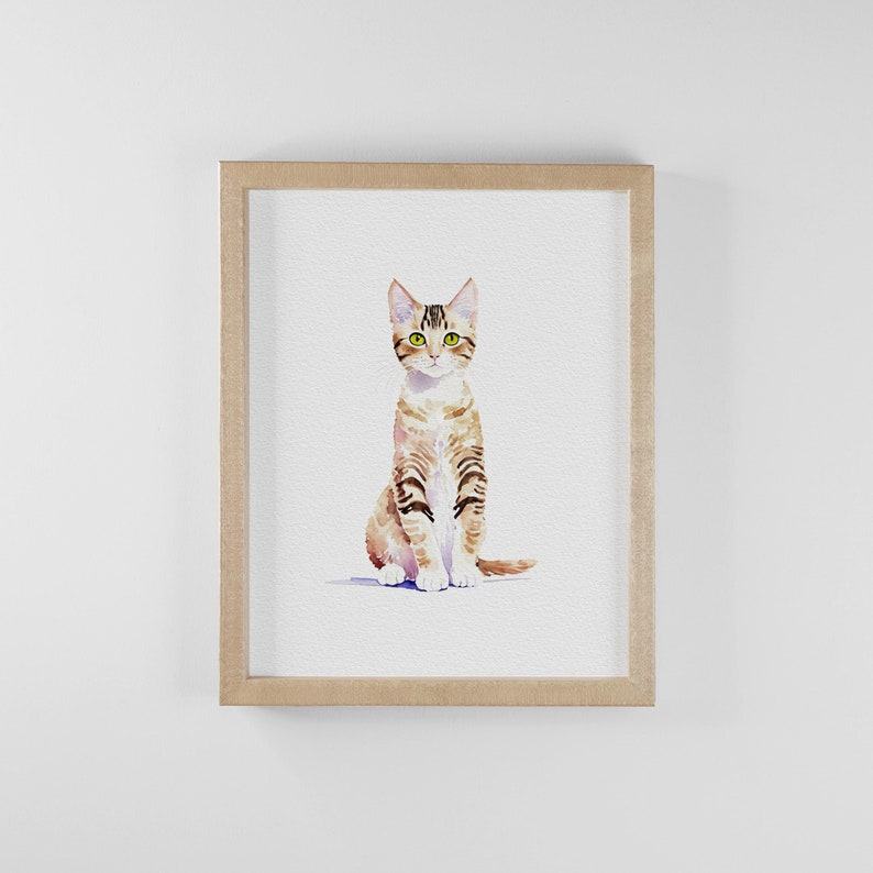 Personalized Watercolor Cat Portrait Cherished Memories of Your Feline Friend