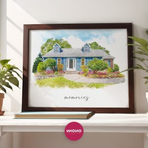 Personalized Watercolor House Portrait Capture Your Home’s Charm with a Unique Item