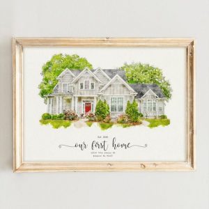 Personalized Watercolor House Portrait Capture Your Home’s Charm with a Unique Item