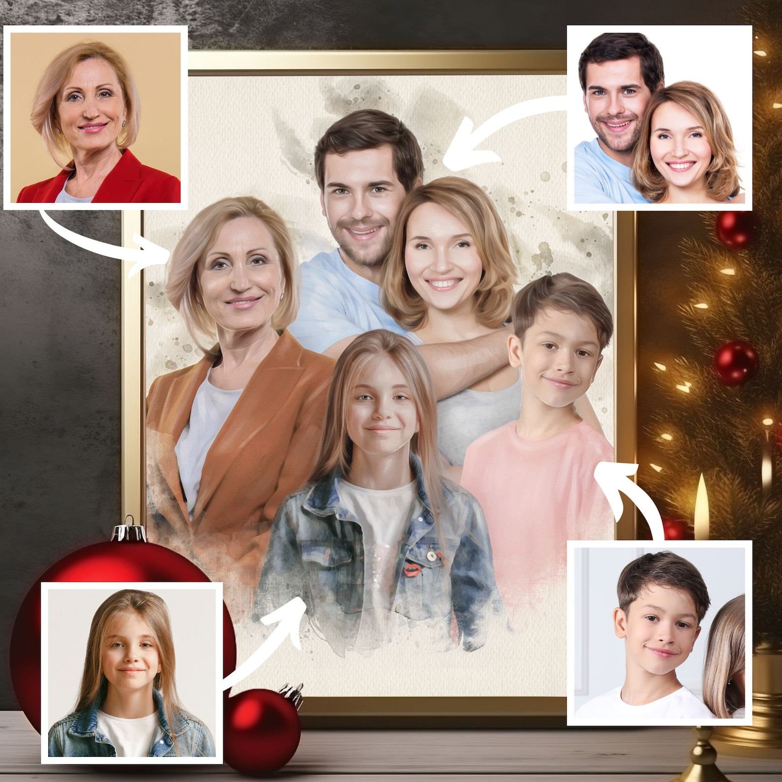 Personalized Watercolor Memorial Portrait on Canvas Cherish Loved Ones with a Unique Remembrance Item