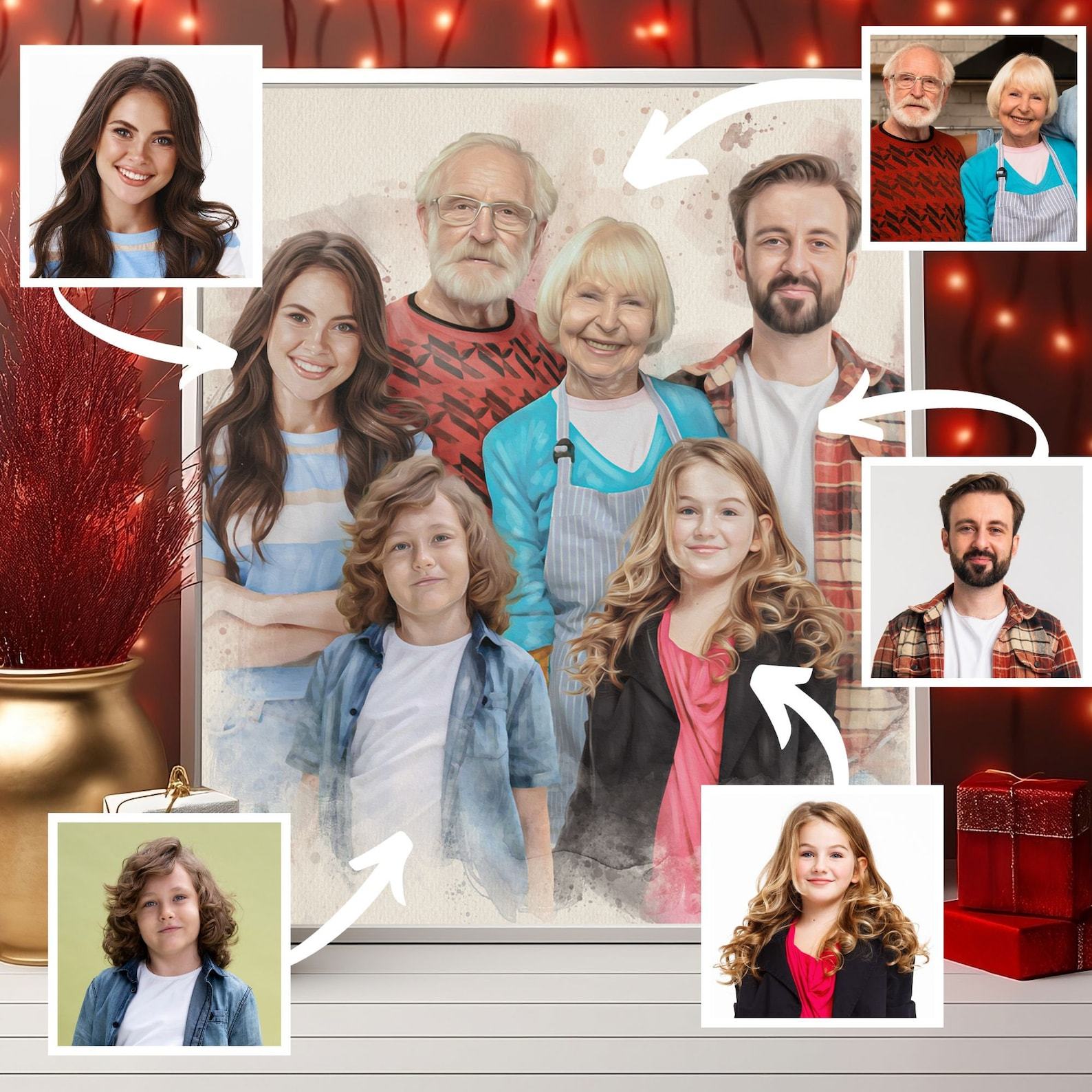 Personalized Watercolor Memorial Portrait on Canvas Cherish Loved Ones with a Unique Remembrance Item