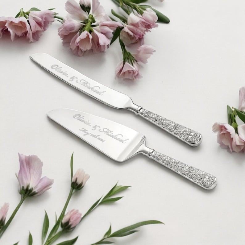 Personalized Wedding Cake Cutting Set Engrave Your Love Story on a Timeless Keepsake