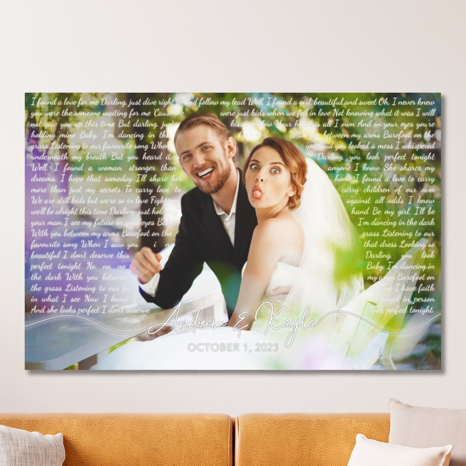 Personalized Wedding Song Lyrics Canvas Print Immortalize Your First Dance Memories