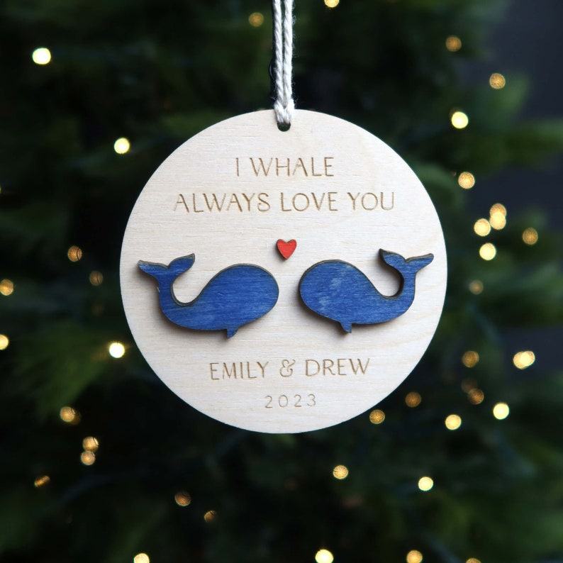 Personalized Whale Couple Ornament 2024 I Whale Always Love You, Anniversary Keepsake