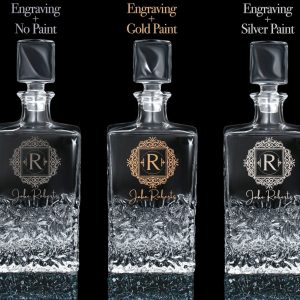 Personalized Whiskey Decanter Set Premium Engraved Groomsmen Items with Complimentary Item Boxes